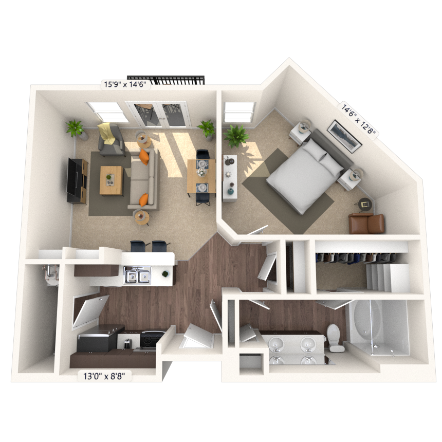 Floorplan image of unit 1308